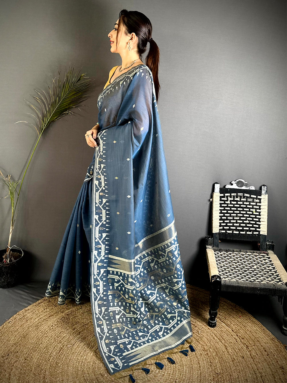 Heritage Lakhani Linen Saree