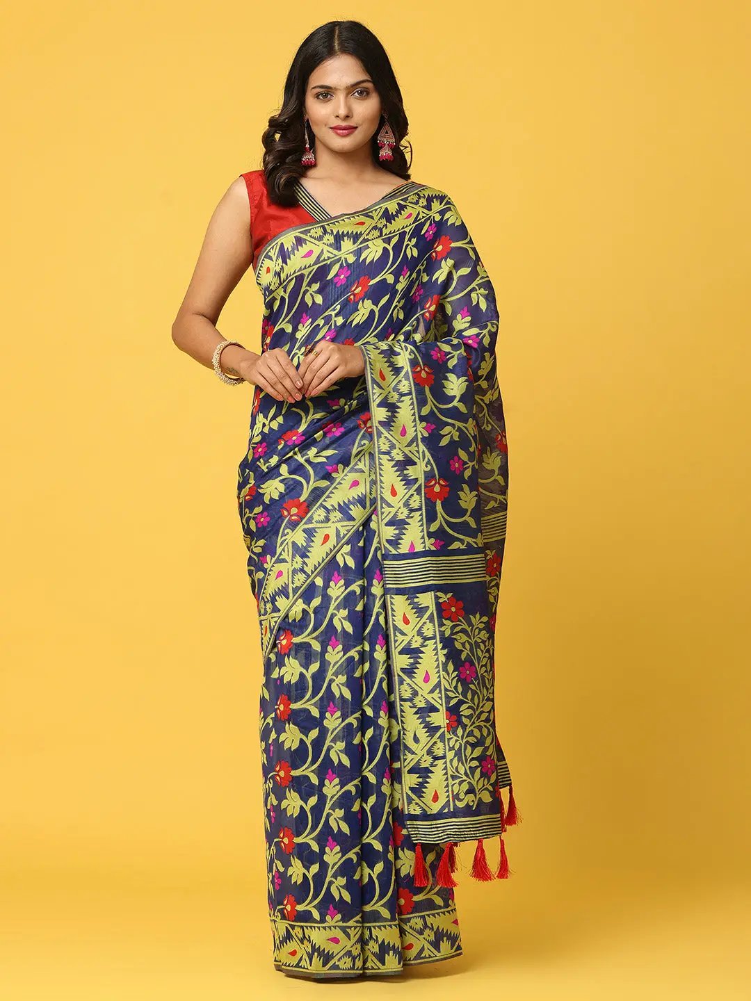  Dhakai Jamdani Cotton Silk Saree