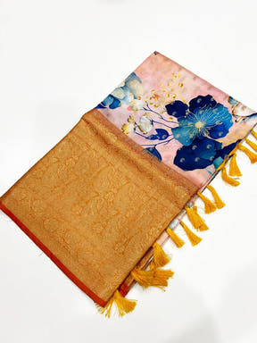 Elegant Banarasi Silk Floral Print Saree