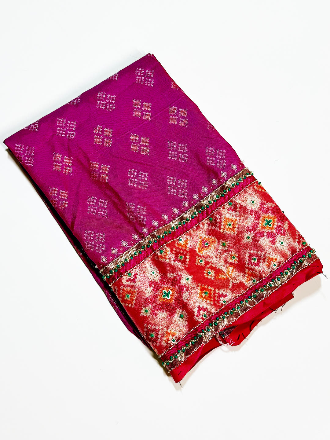 Sky Blue Pochampally Patola Soft Silk Saree With Maggam Blouse