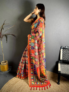 Celebrity Elegance Printed Linen Saree