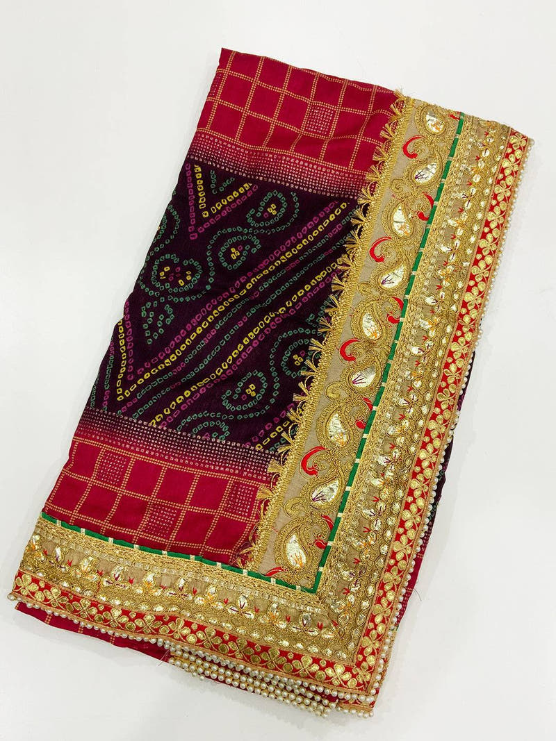 Exquisite Chinnon Chiffon Bandhej Saree