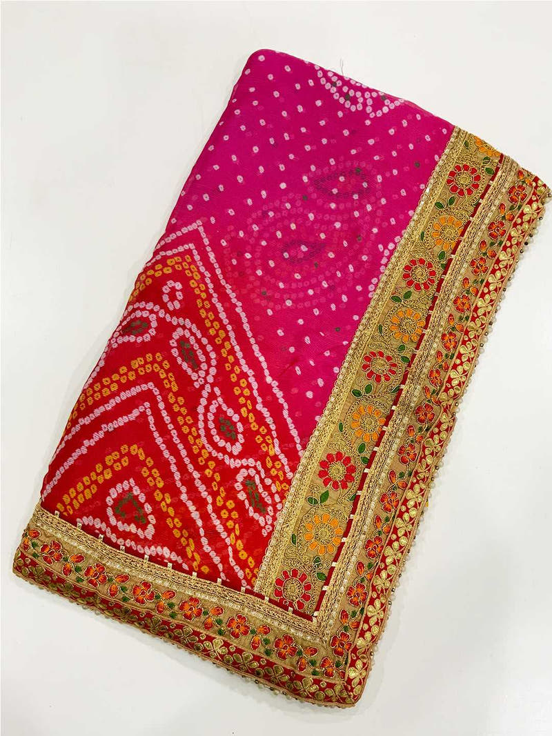 Regal Chinnon Bandhani Print Saree