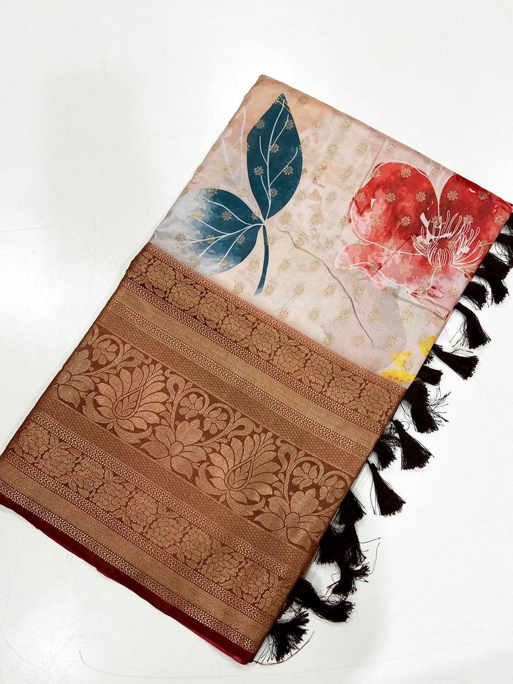Radiance Banarasi Floral Print Saree
