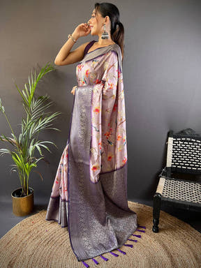 Aster Floral Brids Print Saree