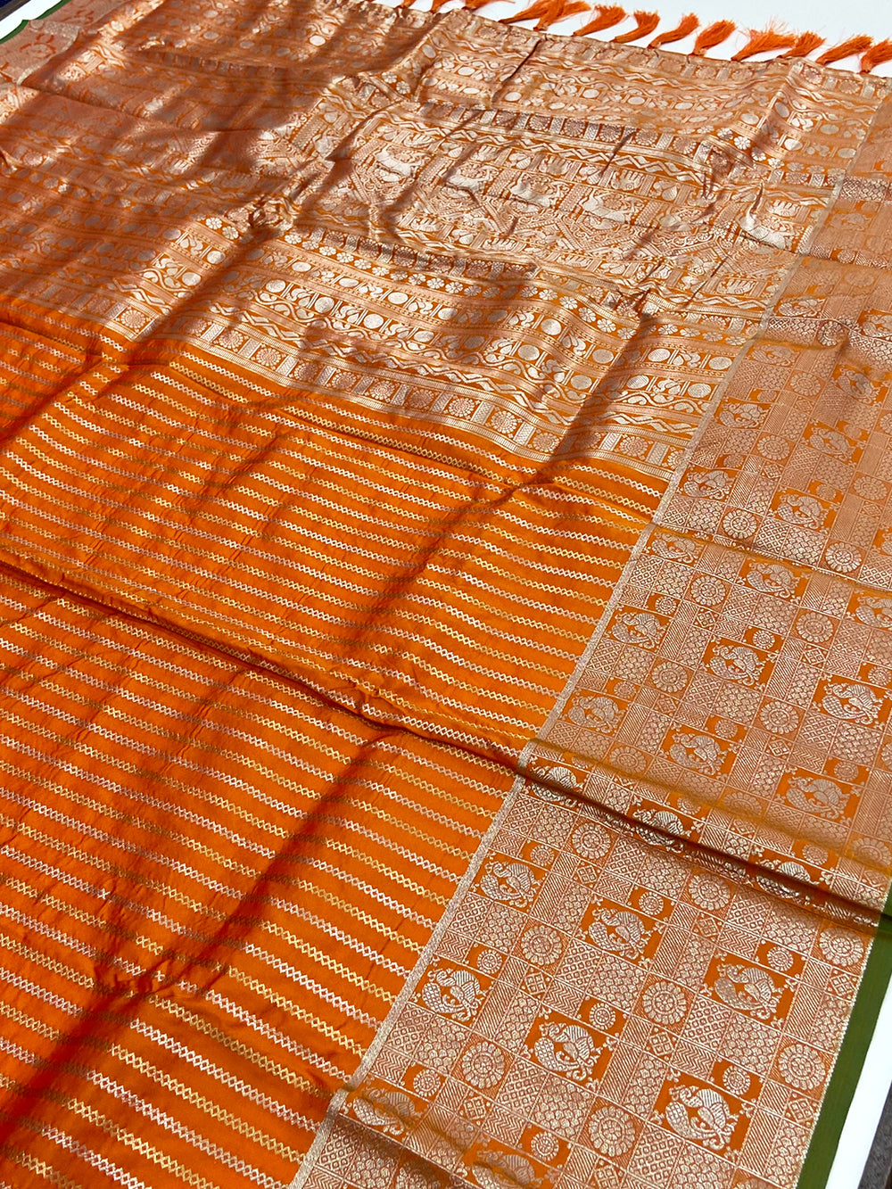 Majestic Orange Kanjivaram Silk Saree