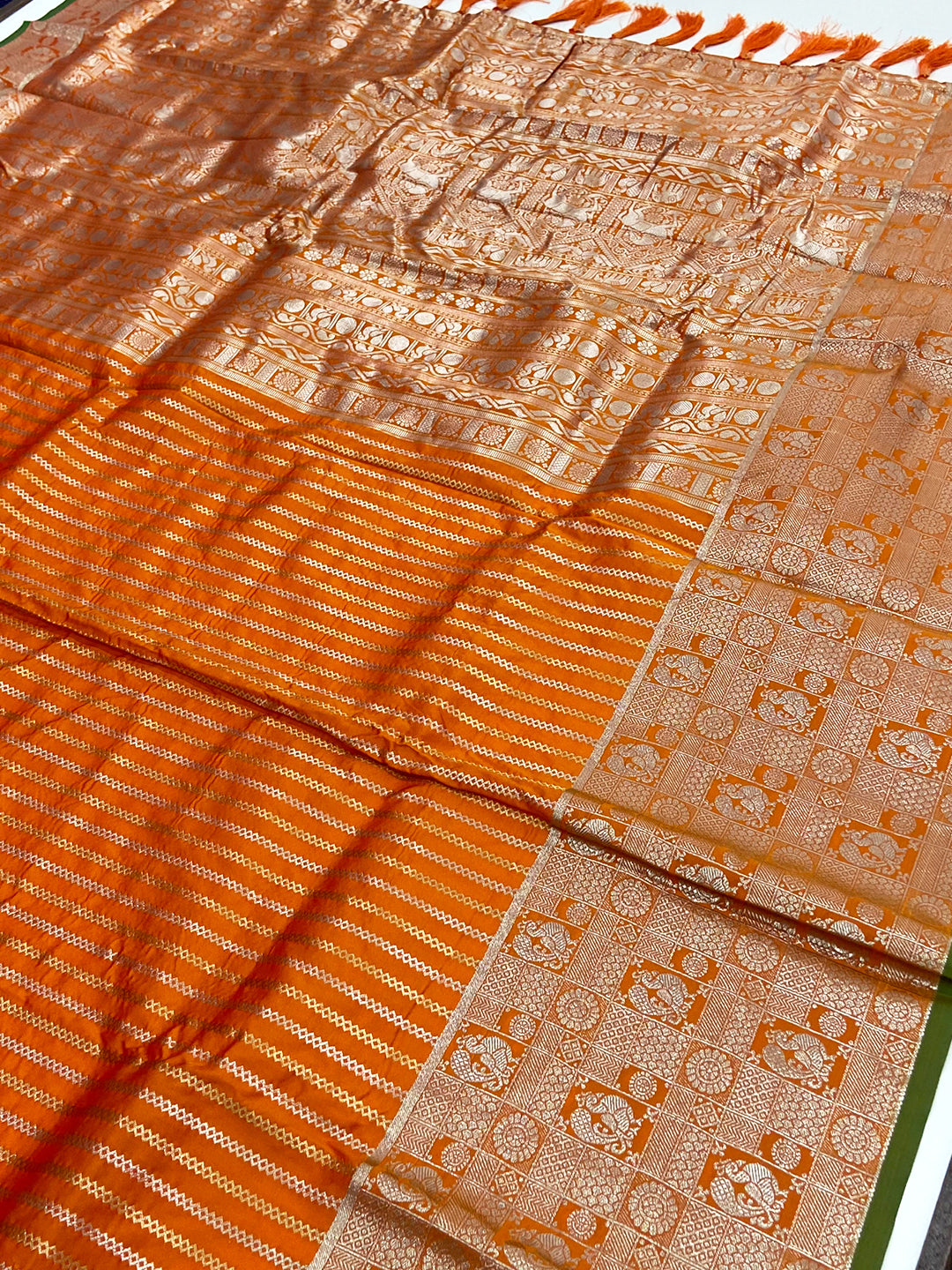 Majestic Orange Kanjivaram Silk Saree