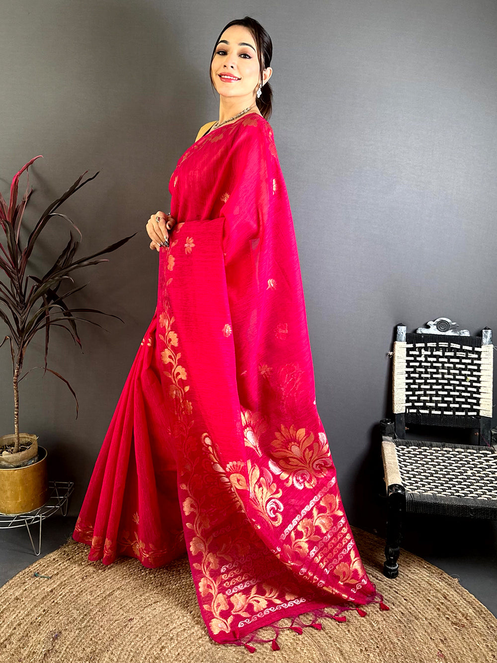 Rani Peacock Zari Munga Saree