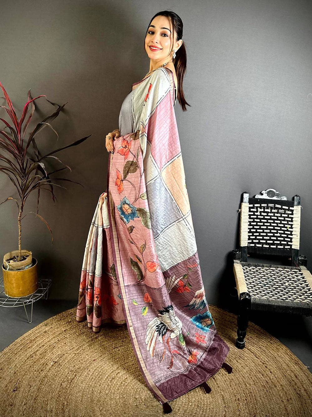 Radiance Digital Kalamkari Tussar Saree