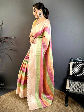 Exclusive Tussar Rainbow Digital Print Saree