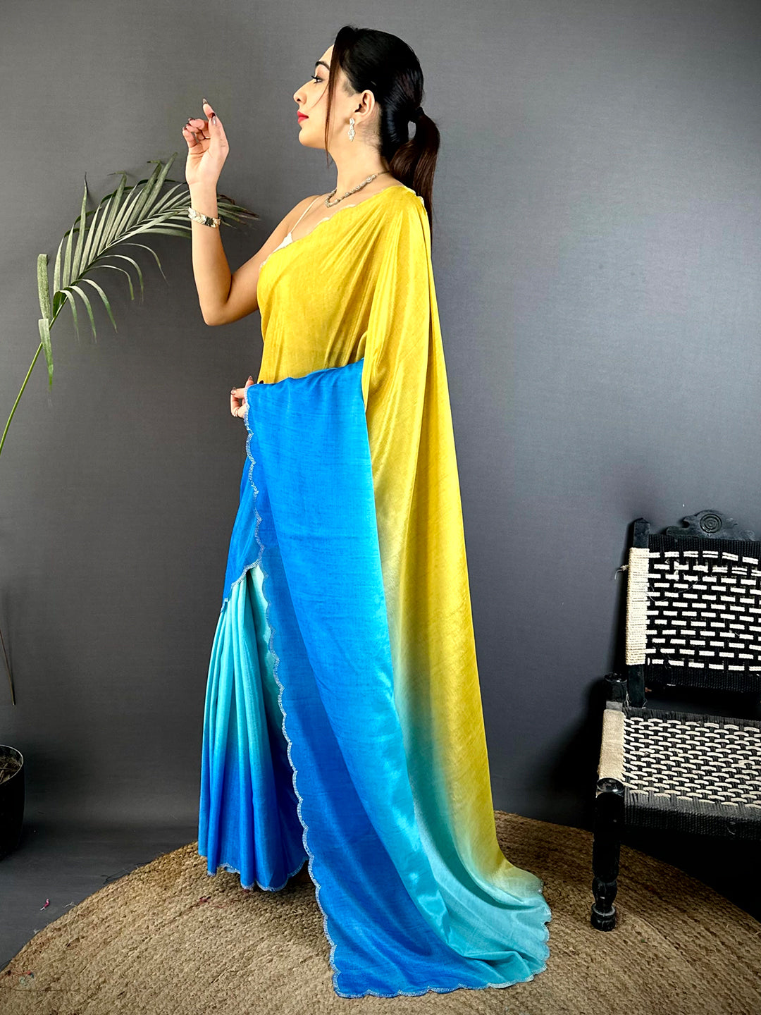 Radiant Ombre Chiffon Swarovski Saree