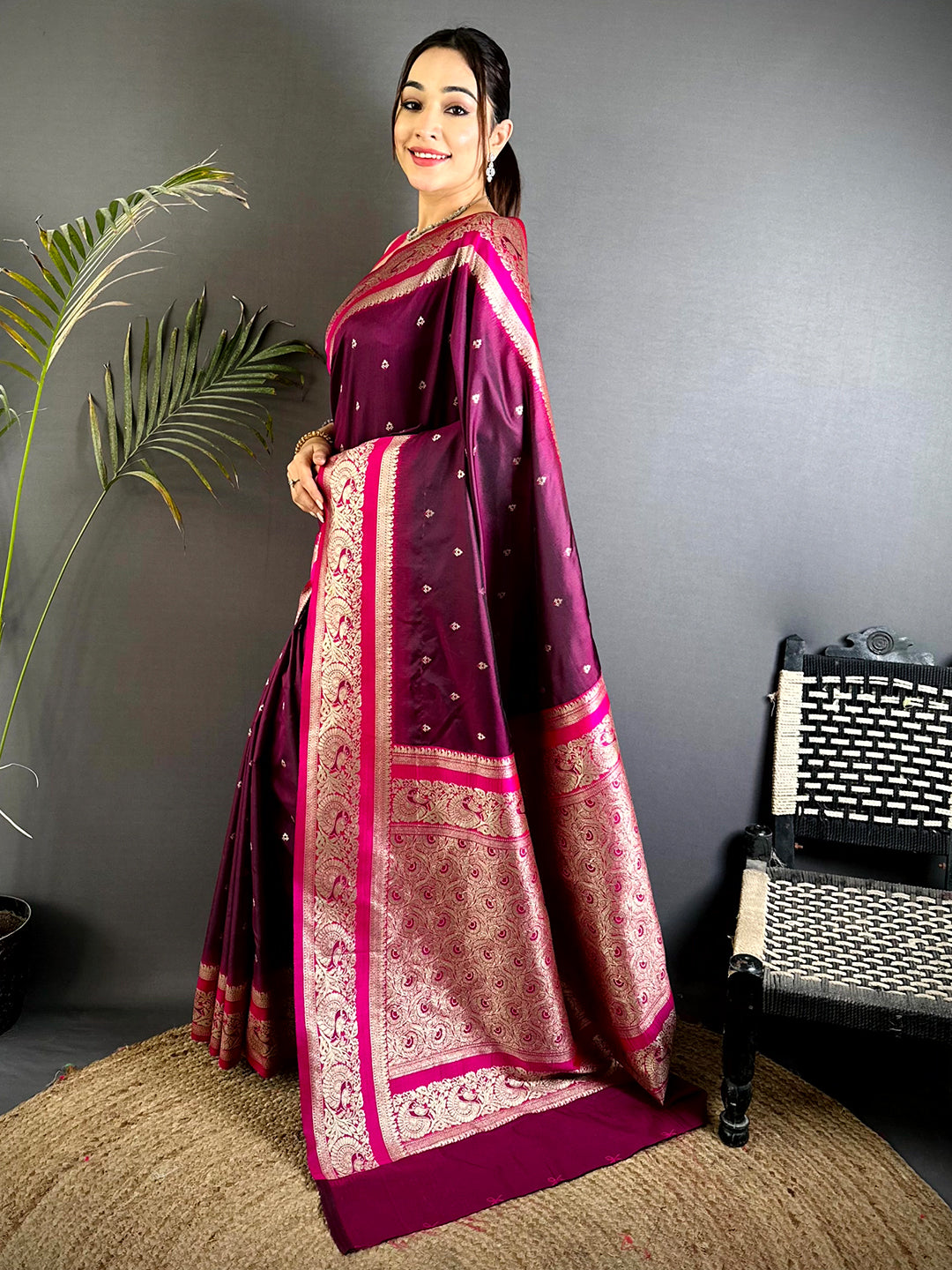 Magenta Soft Silk Kanjivaram Saree
