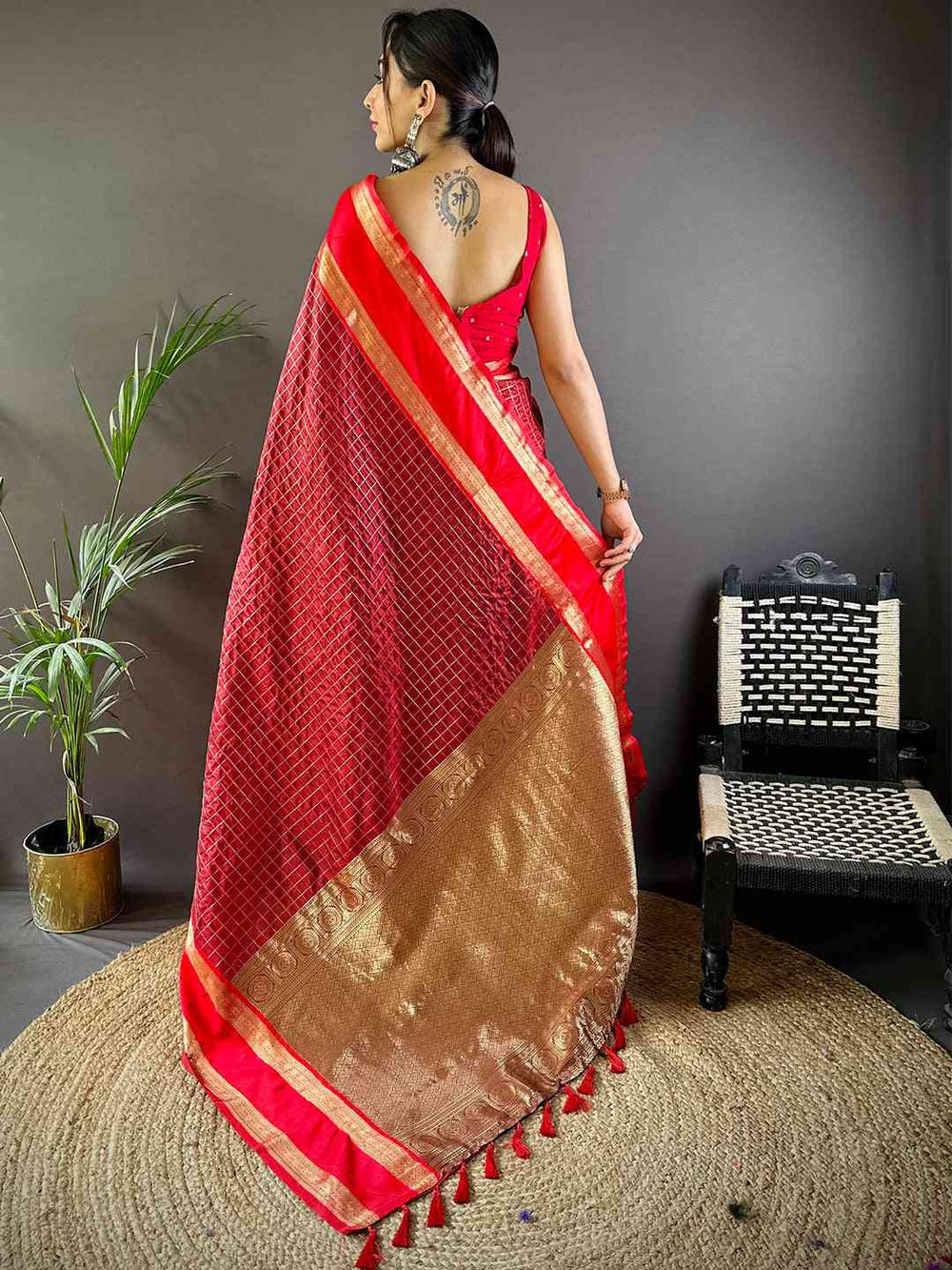 Maroon Silk Woven Kanchi Banarasi Saree