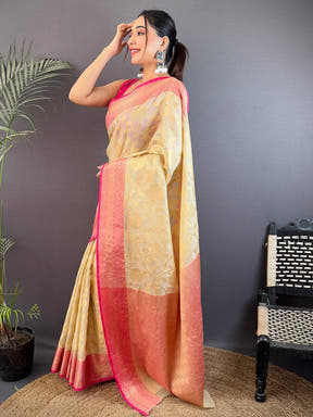 Radiance Kota Kora Gold Zari Saree

