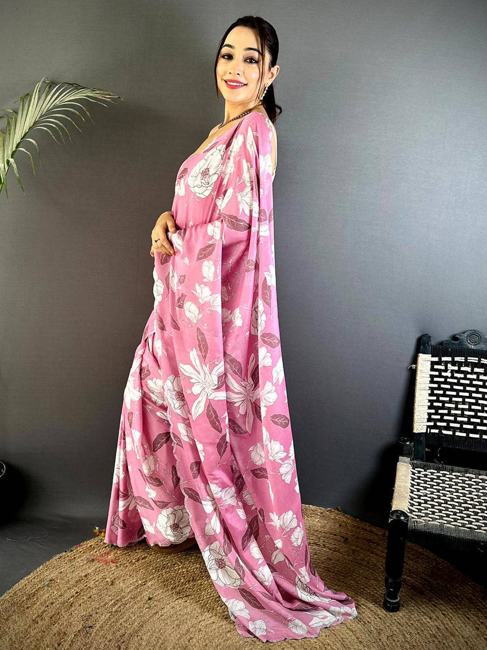 Regal Stone Work Chinnon Floral Saree
