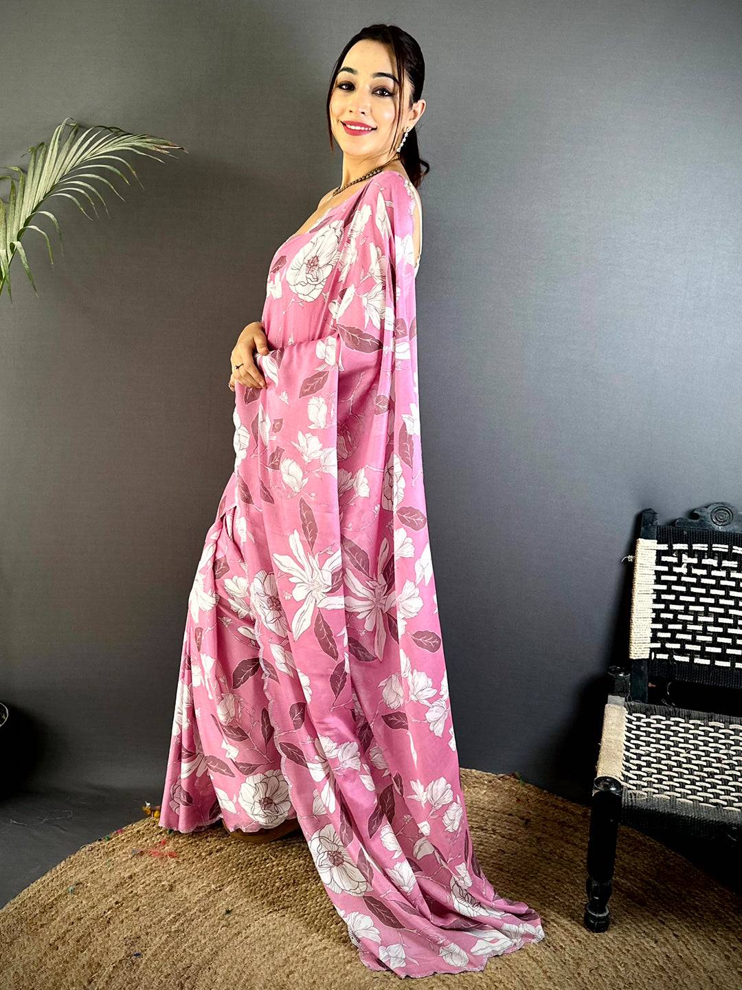 Regal Stone Work Chinnon Floral Saree
