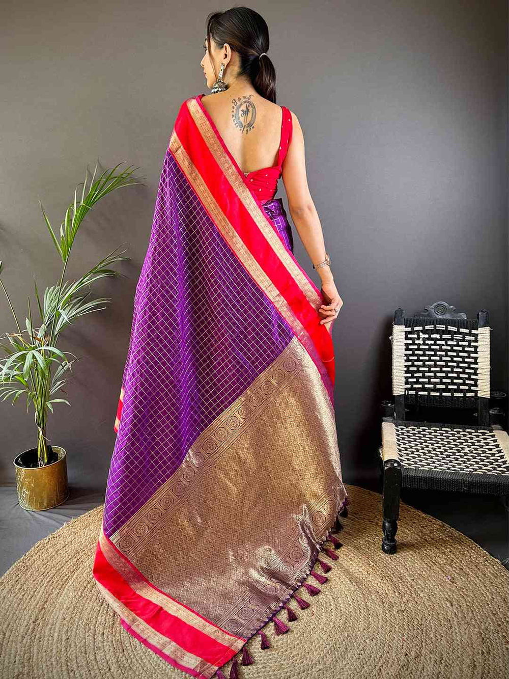 Purple Colour Silk Woven Kanchi Banarasi Saree