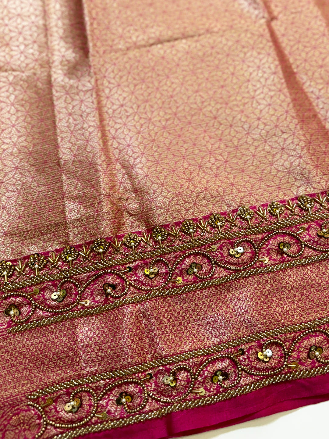 Radiance Kota Kora Gold Zari Saree With Maggam Blouse