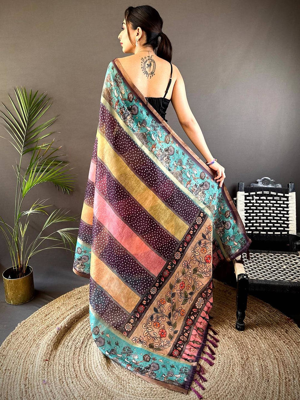 Graceful Soft Chanderi Cotton Bandhej Print Saree