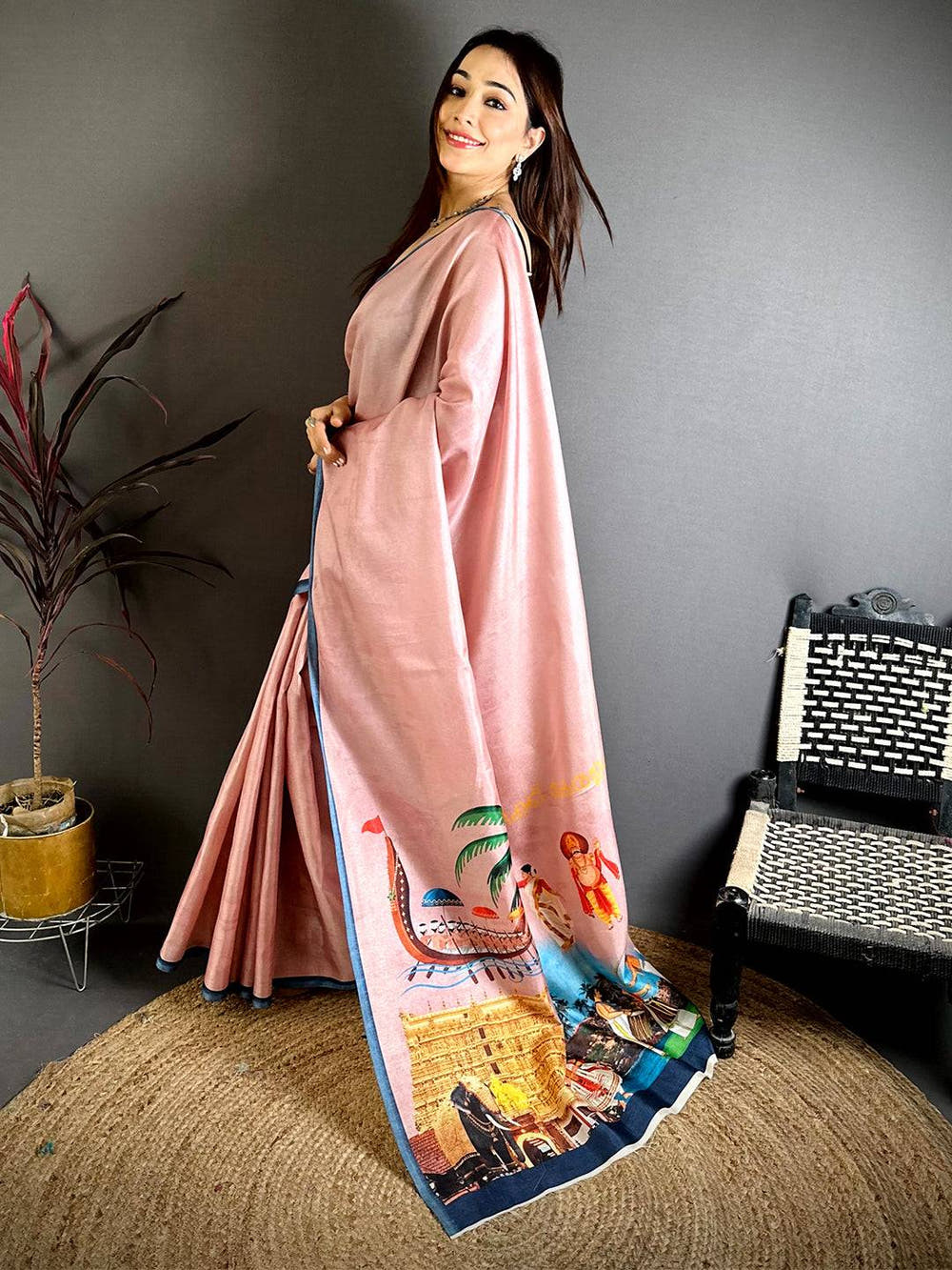 Heritage Kerala Print Tussar Saree