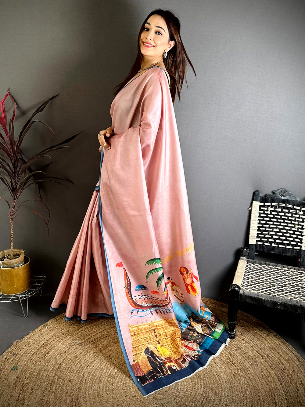 Heritage Kerala Print Tussar Saree