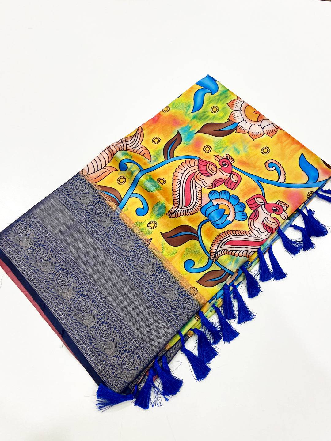 Radiant Multi Kalamkari Digital Prints Saree