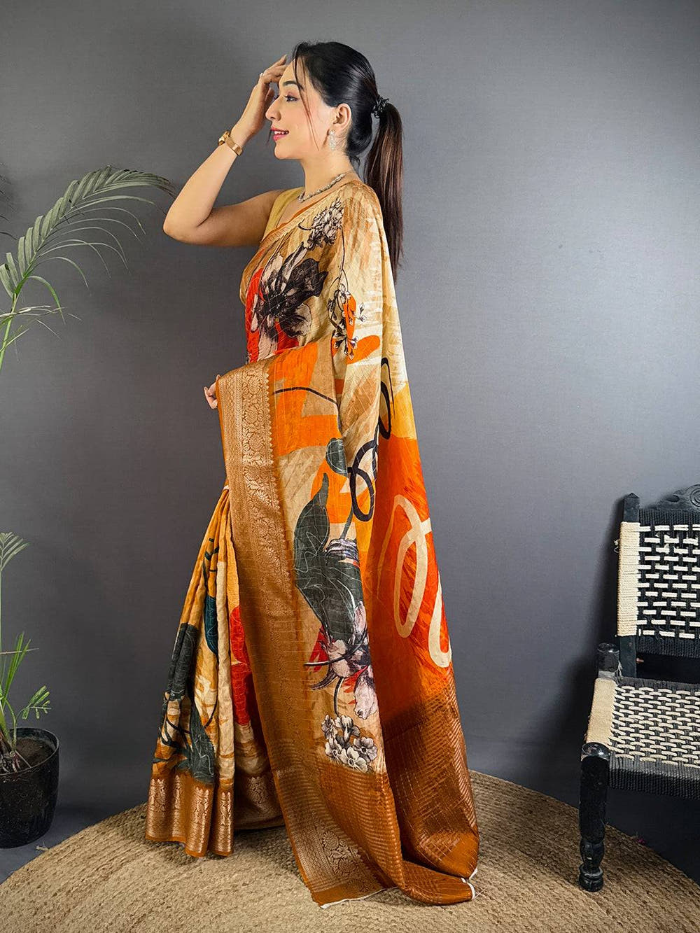 Vibrant Abstract Pure Viscose Saree