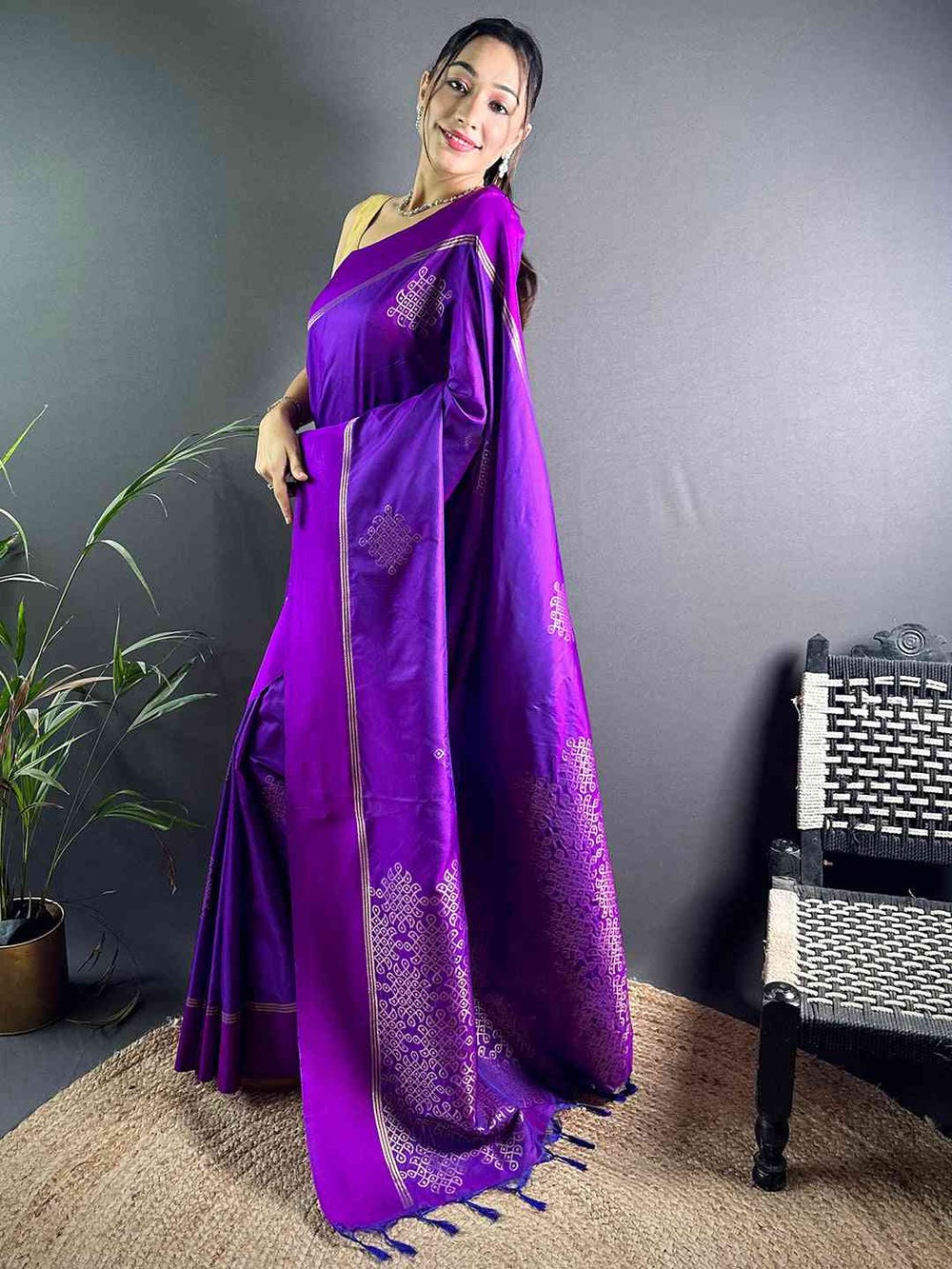 Wine Kolam Silk Heritage Saree