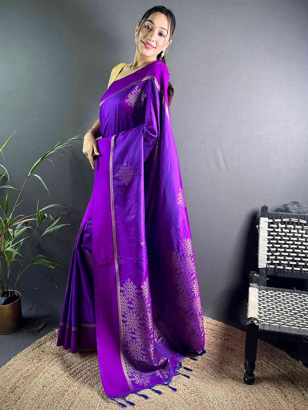 Wine Kolam Silk Heritage Saree