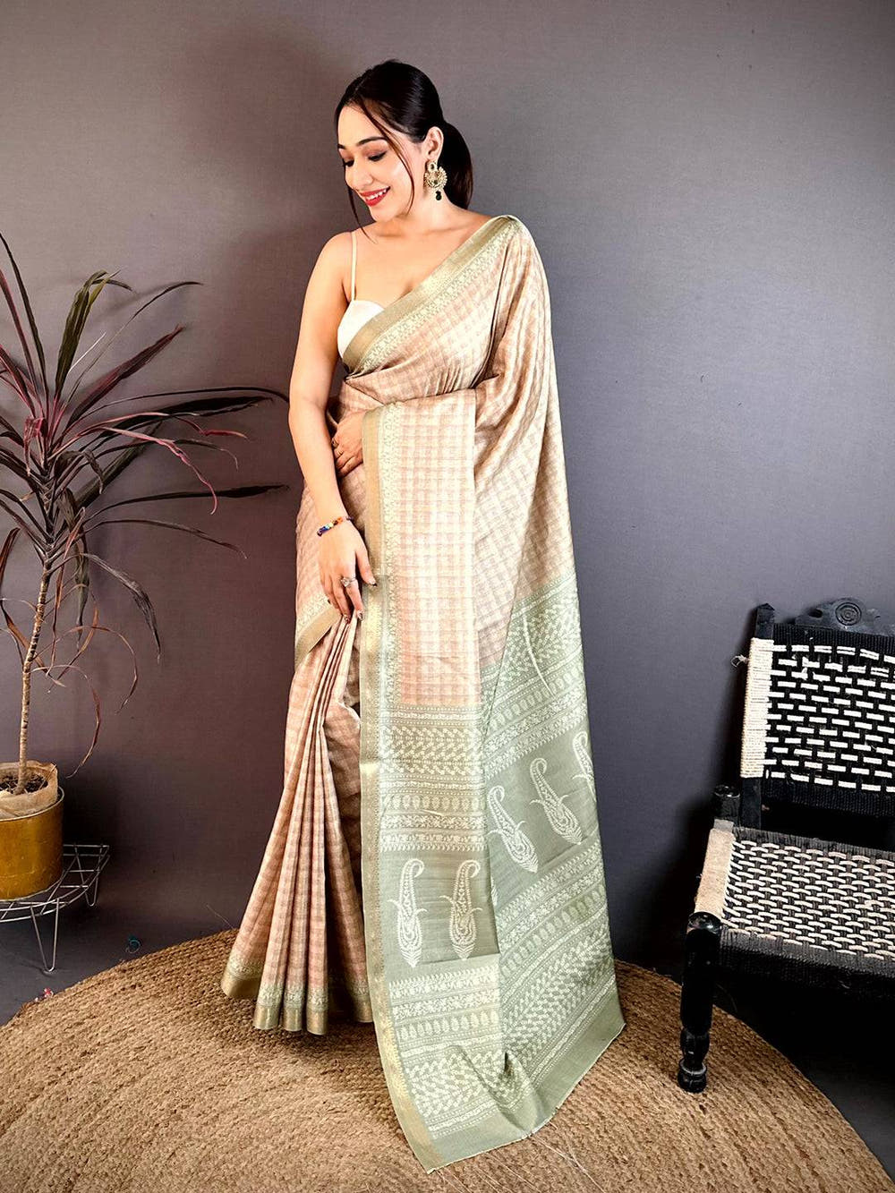 Classic Soft Tussar Bagh Print Saree