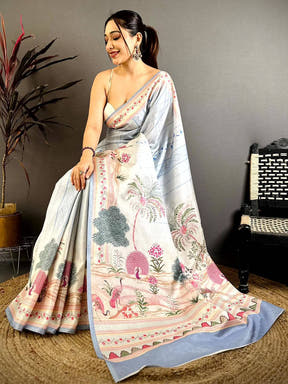 Classic Pichwai Peacock Tussar Saree