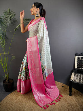 Ethereal White Kora Tissue Saree