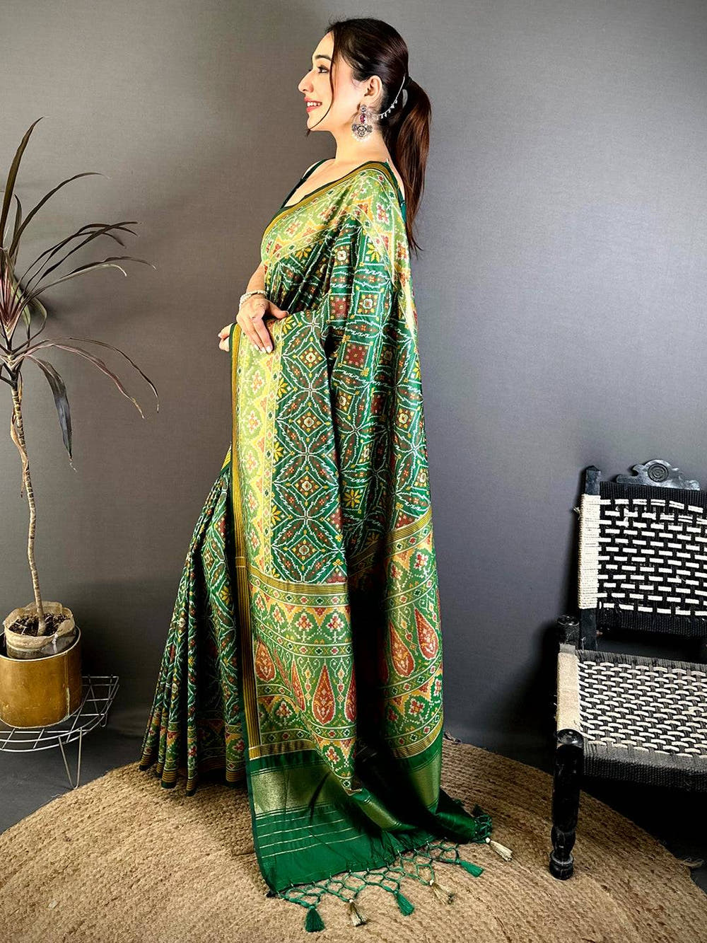 Classic Green Soft Silk Patola Weaving Saree