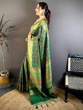 Classic Green Soft Silk Patola Weaving Saree