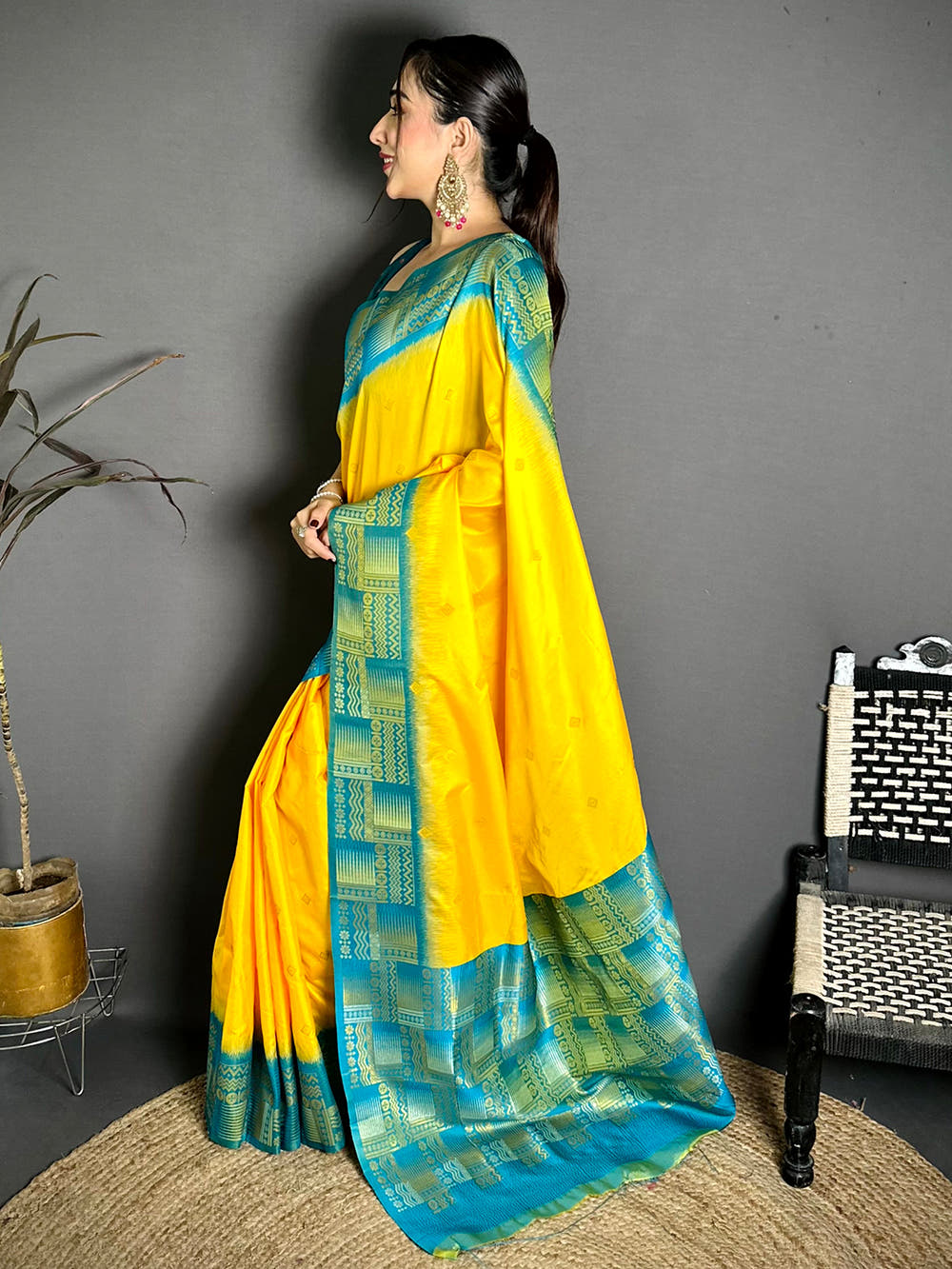 Yellow Soft Silk Kanjivaram Saree