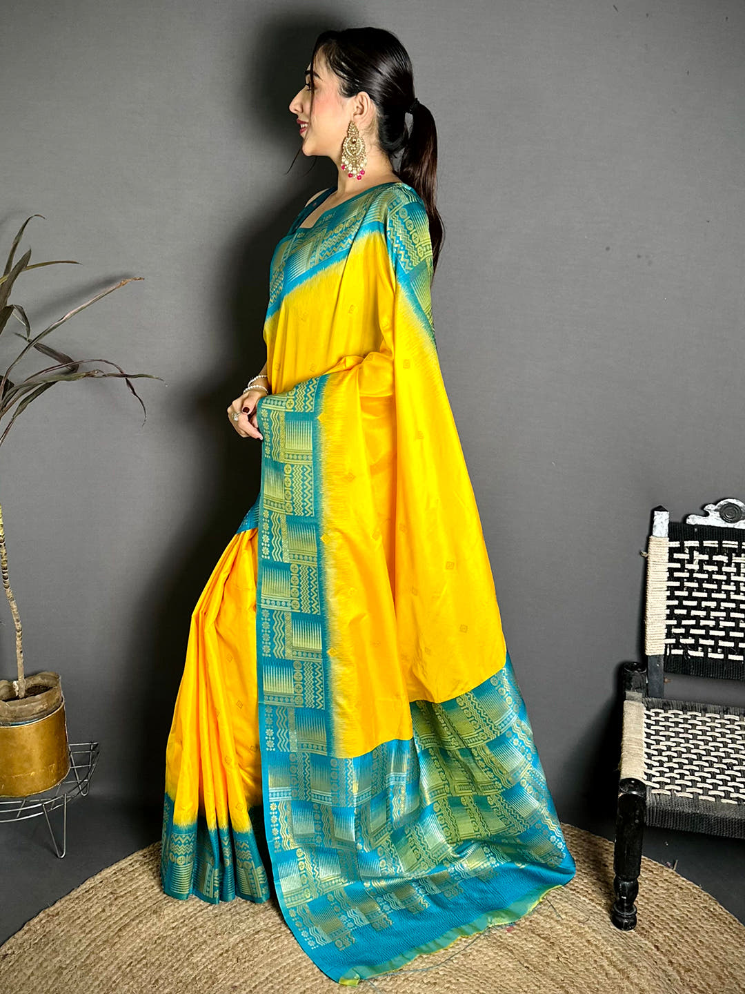 Yellow Soft Silk Kanjivaram Saree