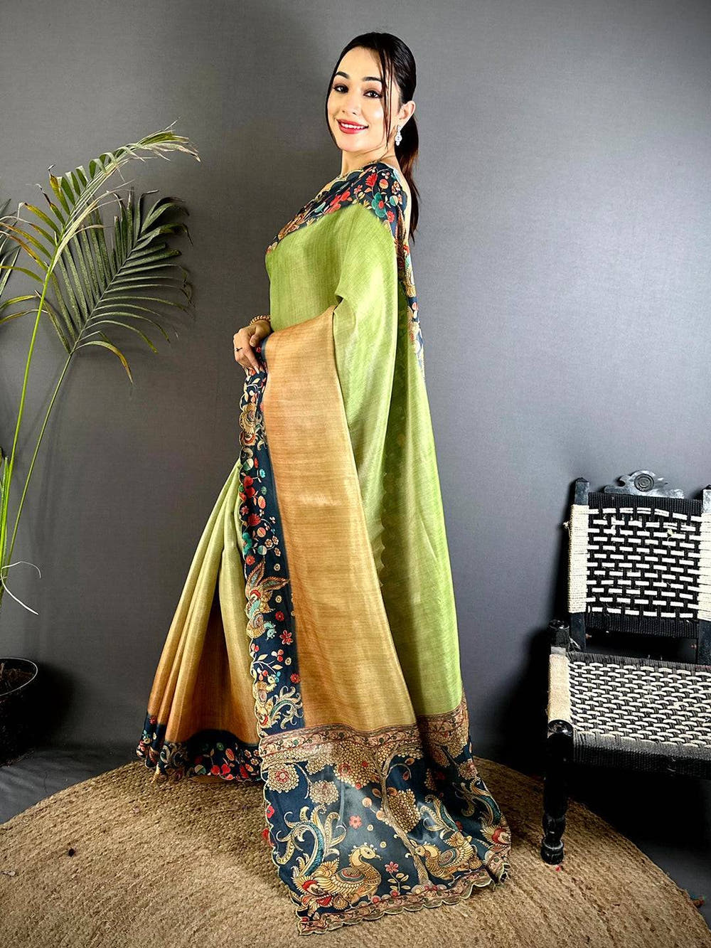 Opulent Pen Kalamkari Shibori Cutwork Saree

