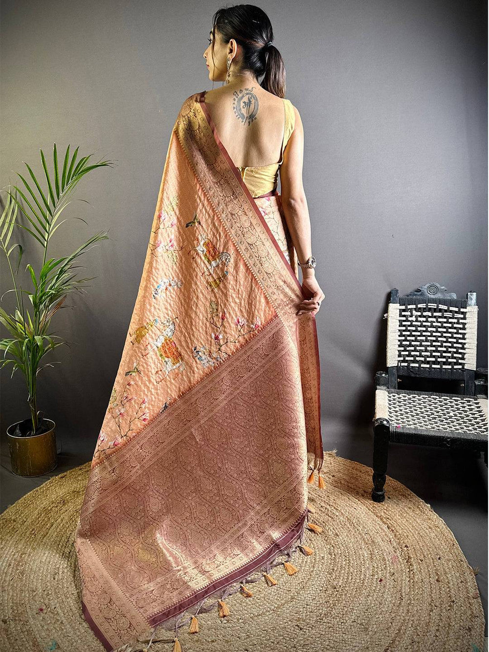 Pink Chex Radiance Banarasi Silk Saree