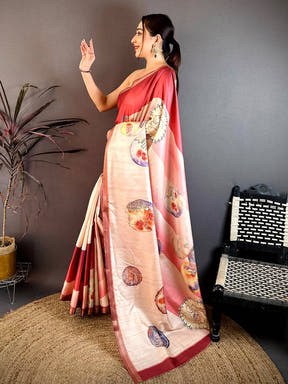 Royal Multicolor Circular Kalamkari Tussar Saree