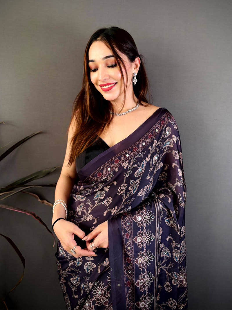 Heritage Soft Georgette Mirror Work Saree