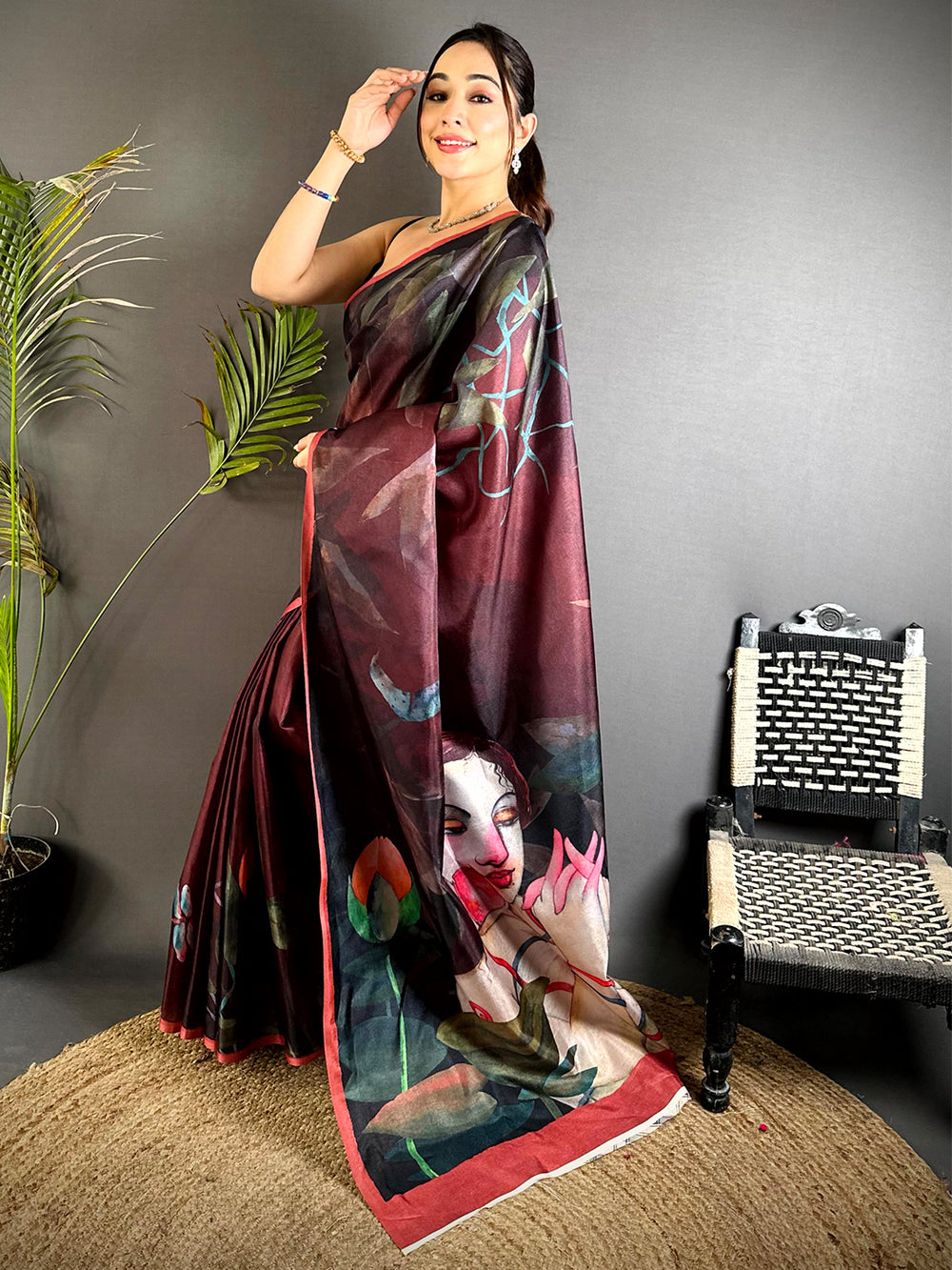 Opulent Poster Art Abstract Tussar Saree