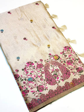 Elegant Paisley Jacquard Zari Weaving Saree