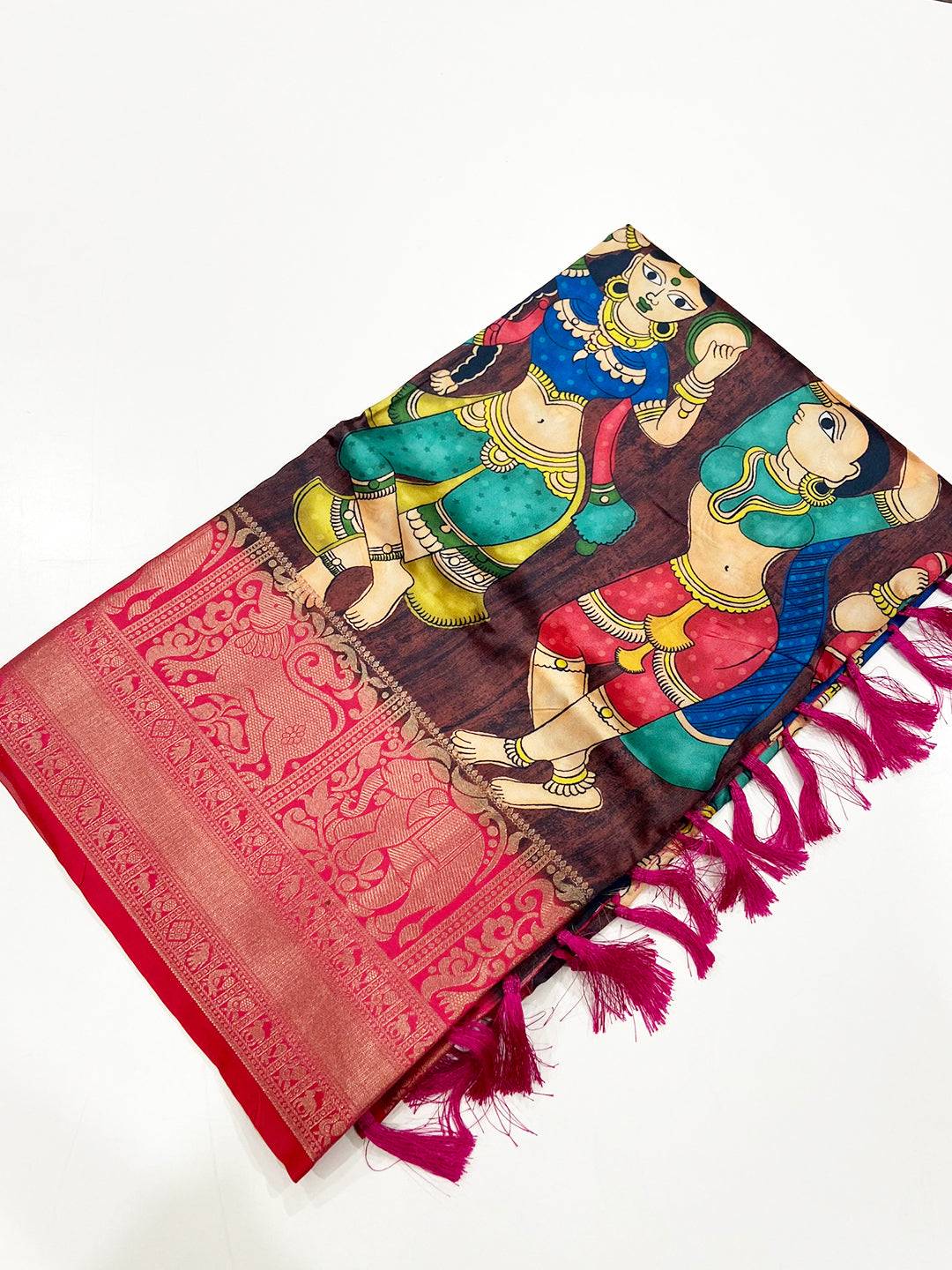 Heritage Banarasi Silk Kalamkari Pattern Saree
