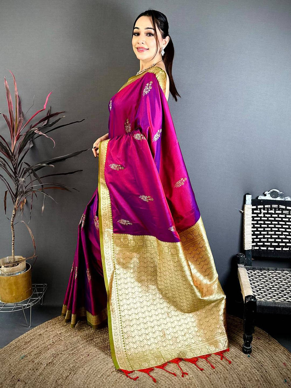 Royal Rani Pink Soft Silk Gadwal Saree