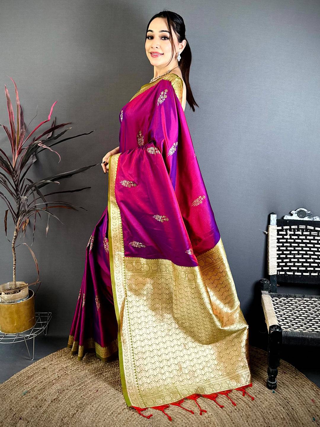 Royal Rani Pink Soft Silk Gadwal Saree
