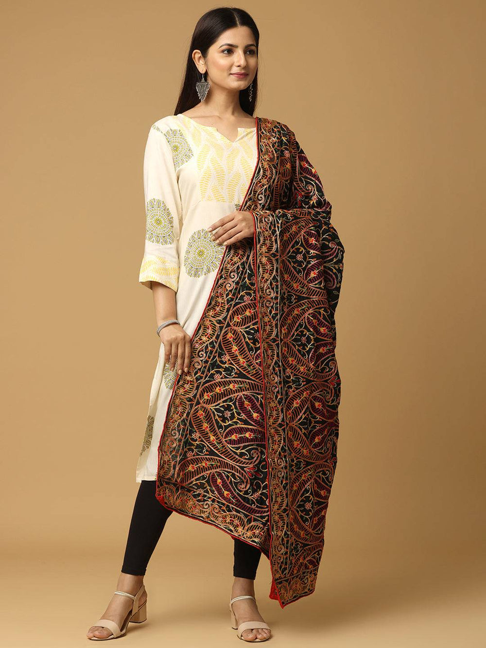 Stylish Poly Chiffon Dupatta with Ethnic Motifs