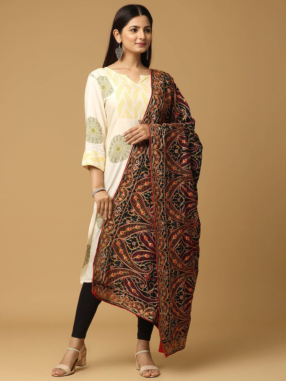 Stylish Poly Chiffon Dupatta with Ethnic Motifs