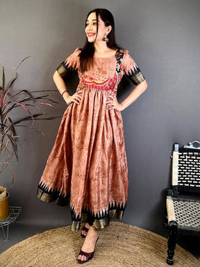 Classic Square Neck Dola Silk Dress