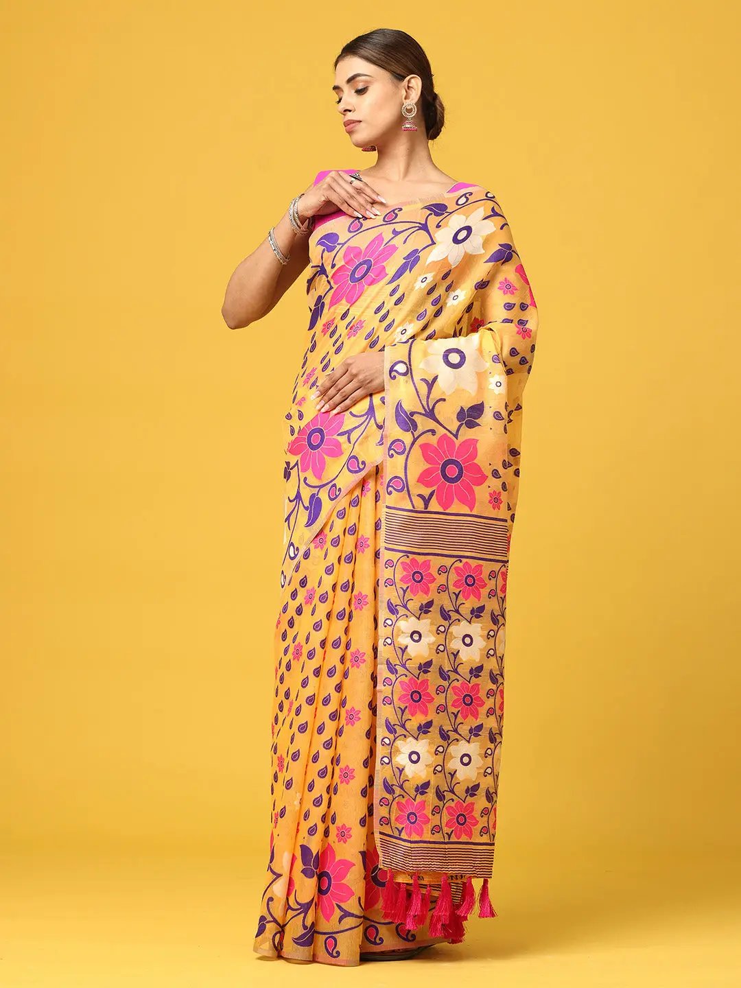 Dhakai Jamdani Light Weight Cotton Silk Saree