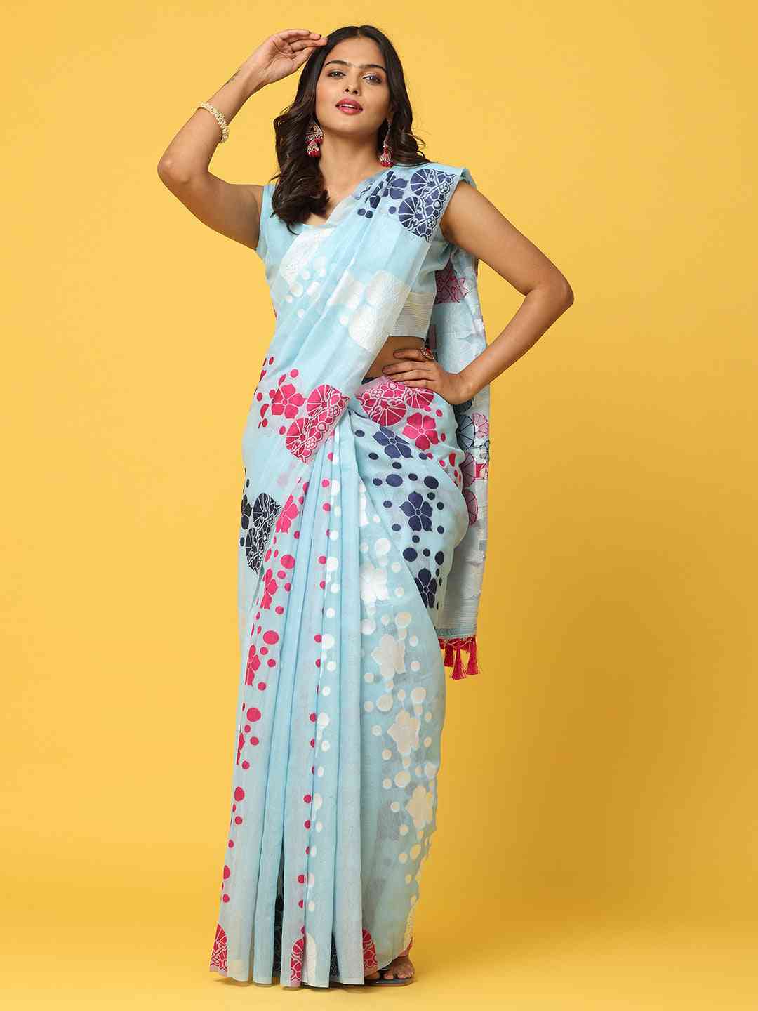  Dhakai Jamdani Cotton Silk Saree